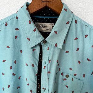 Free Planet - Short Sleeve Button Up - Print - Size L